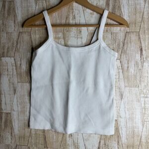 Hot Kiss Womens Ribbed White Tank Top Size L Basic‎ Spaghetti Strap Camisole